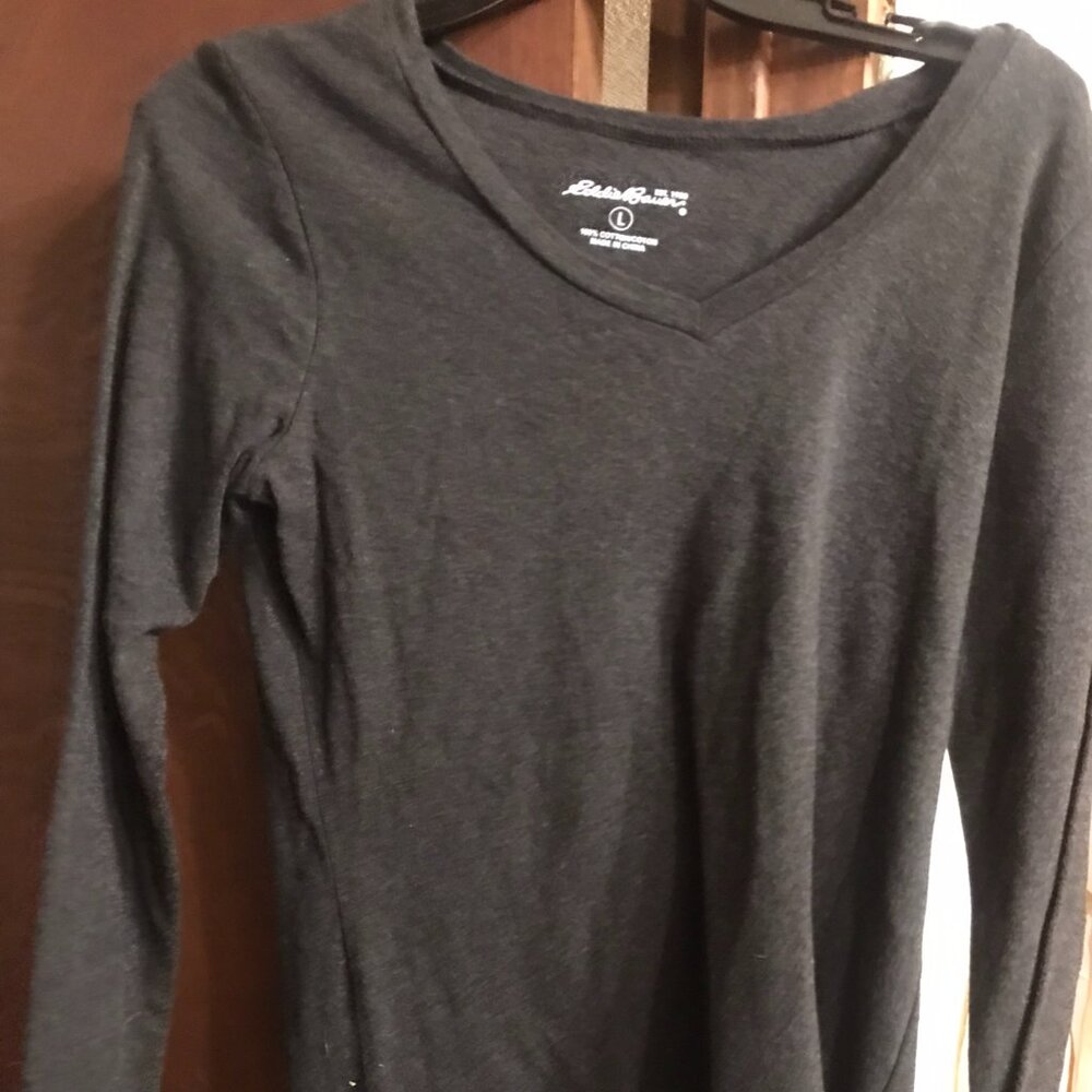 Eddie Bauer black long sleeve shirt Women's size L